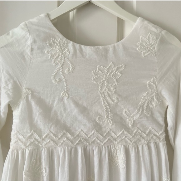 Zara Girls Embroidered White 3/4 Sleeve Midi Lined Formal Dress - Picture 3 of 10